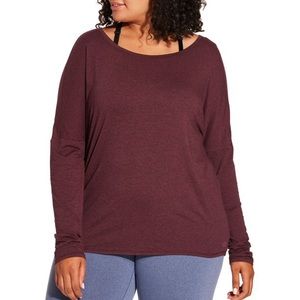 CALIA Heather Split Back Dolman Long Sleeve Shirt